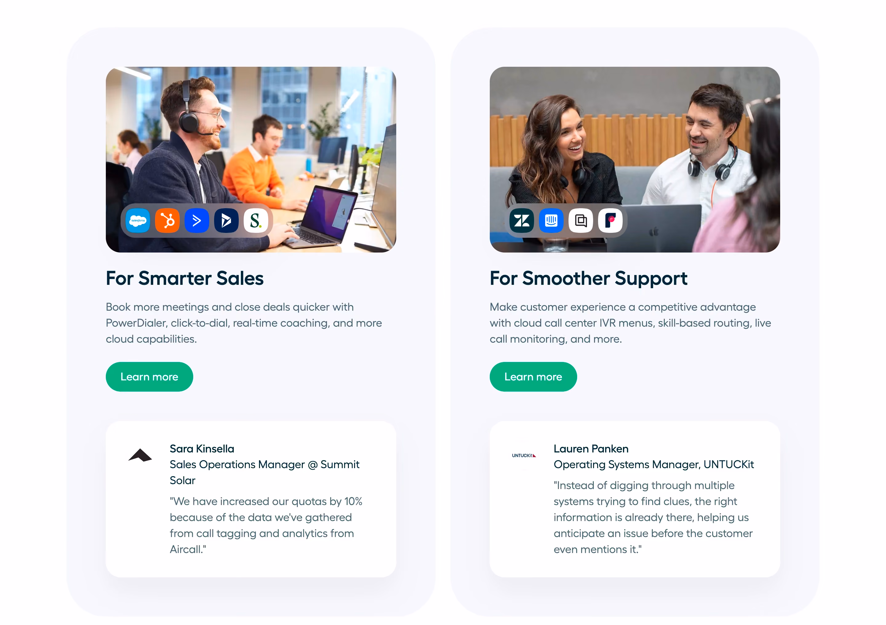 Aircall Persona Section