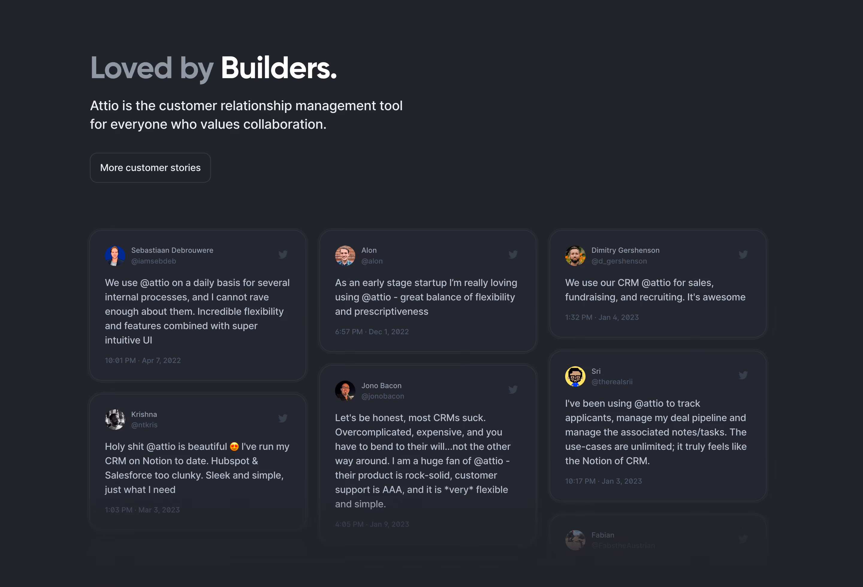 Attio Testimonial Section
