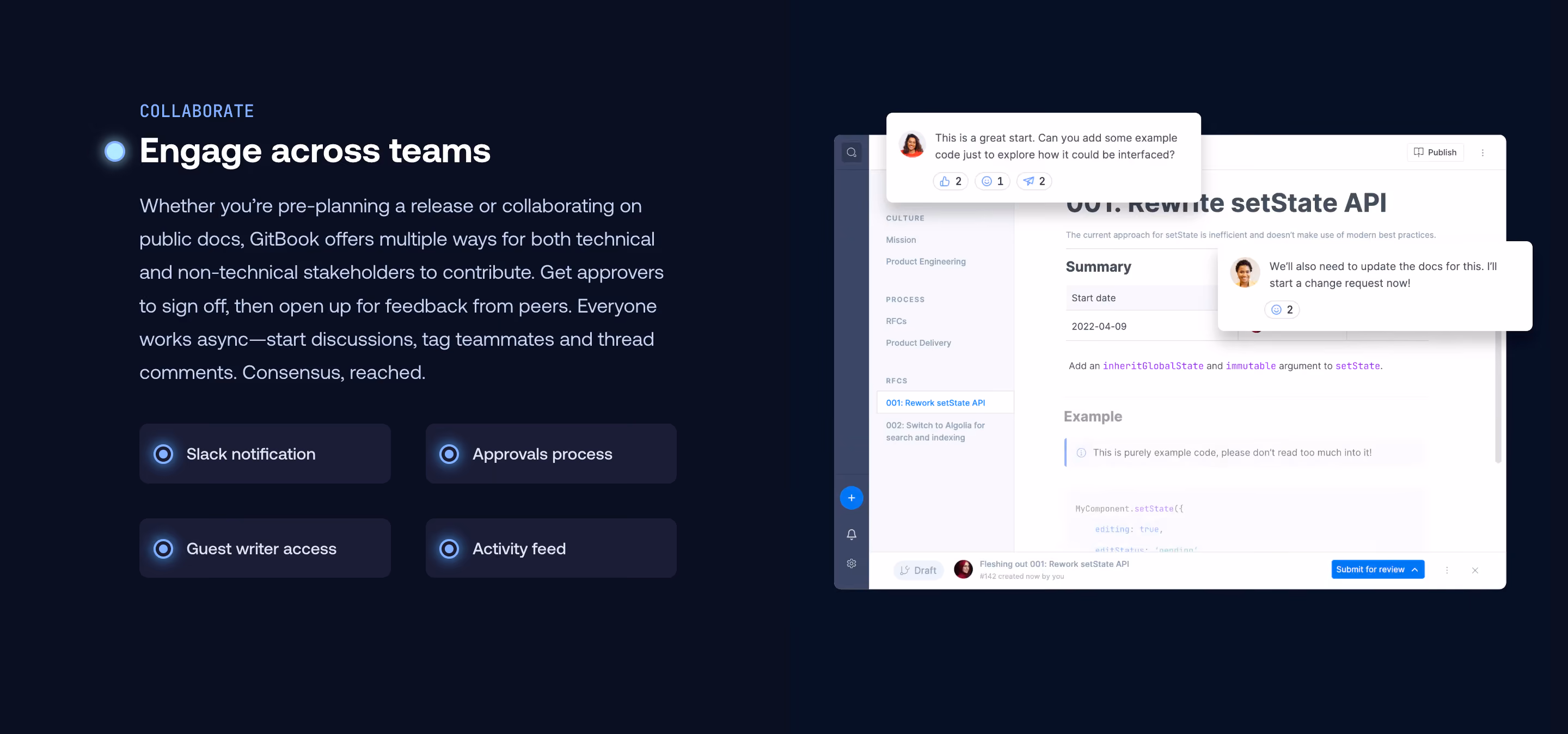 GitBook Feature Section