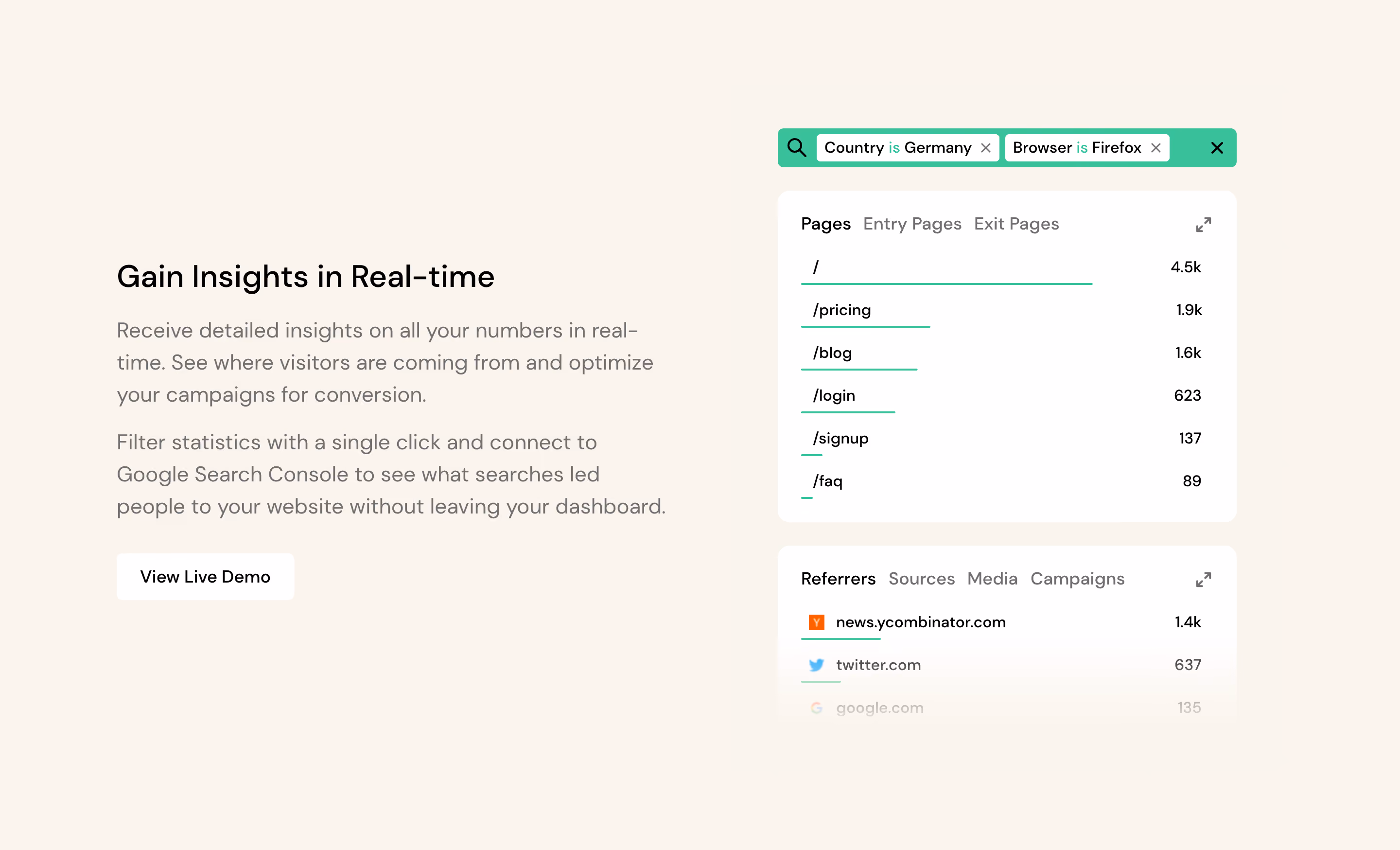 Pirsch Analytics Feature Section