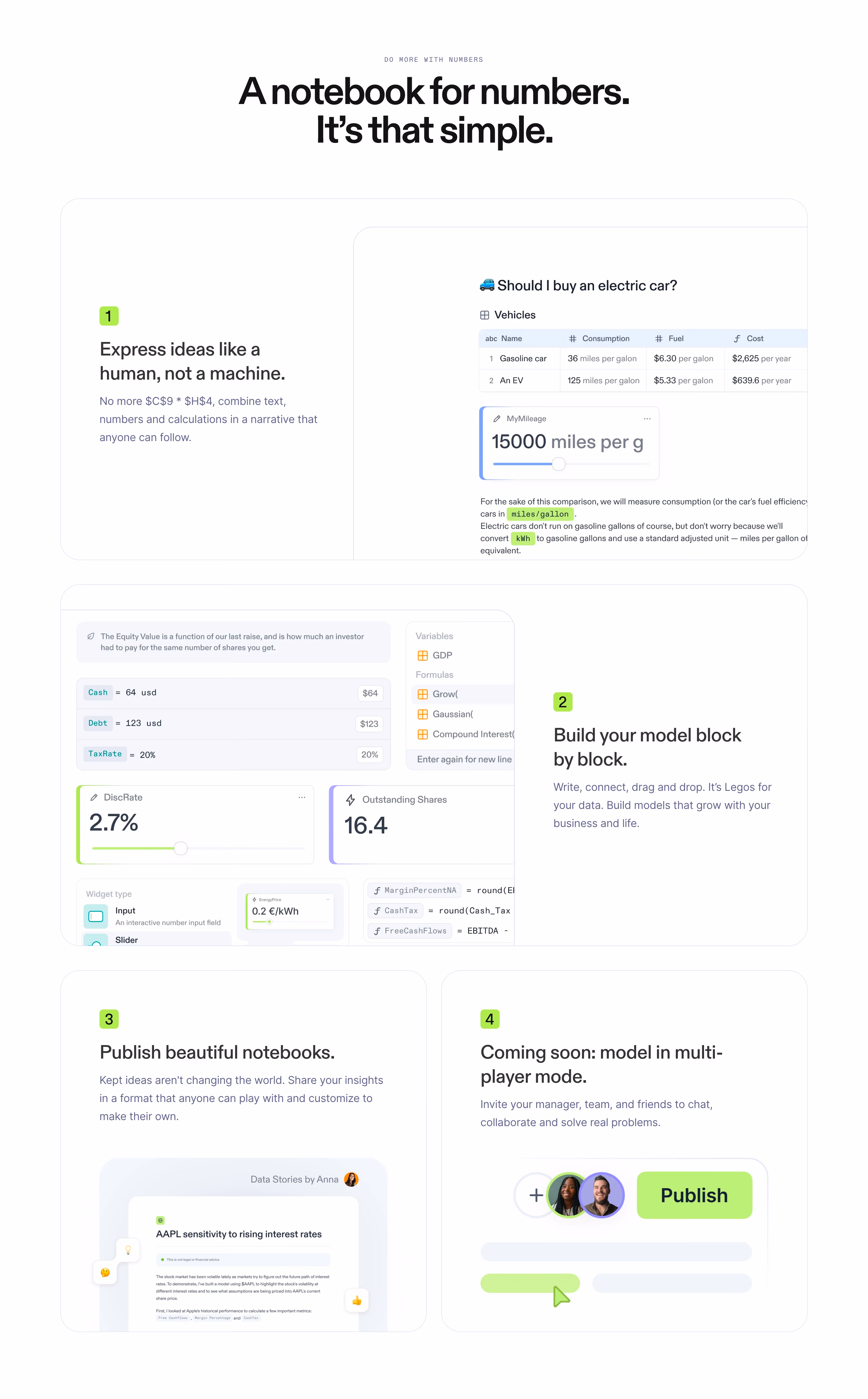 Decipad Feature Section