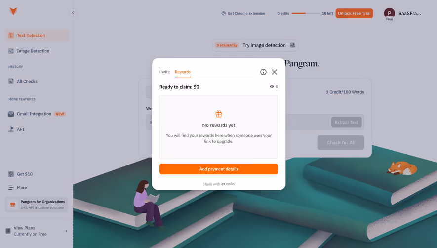 Pangram Referral rewards