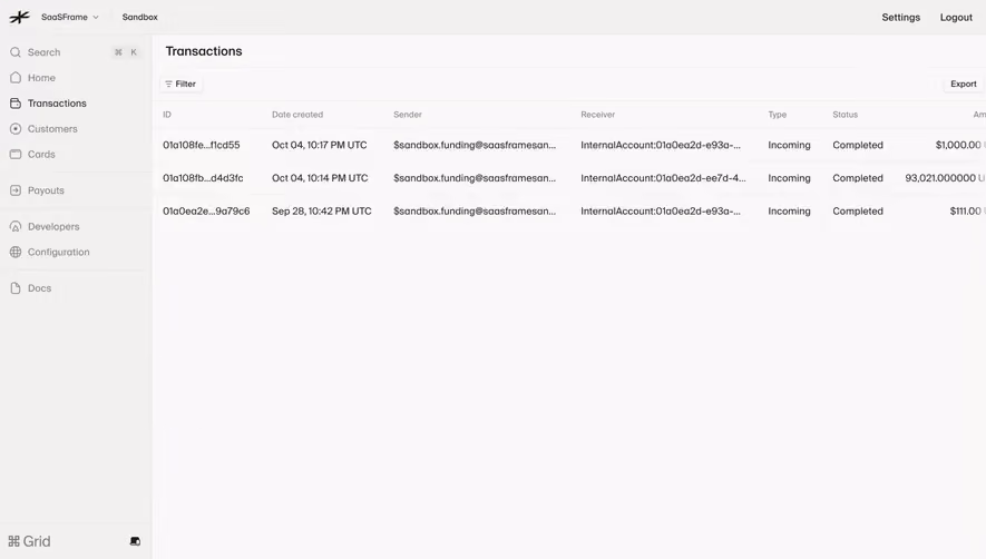 Lightspark Transaction History