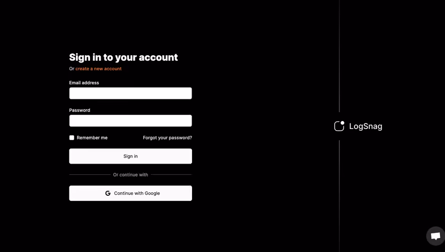 Logsnag Sign Up Page