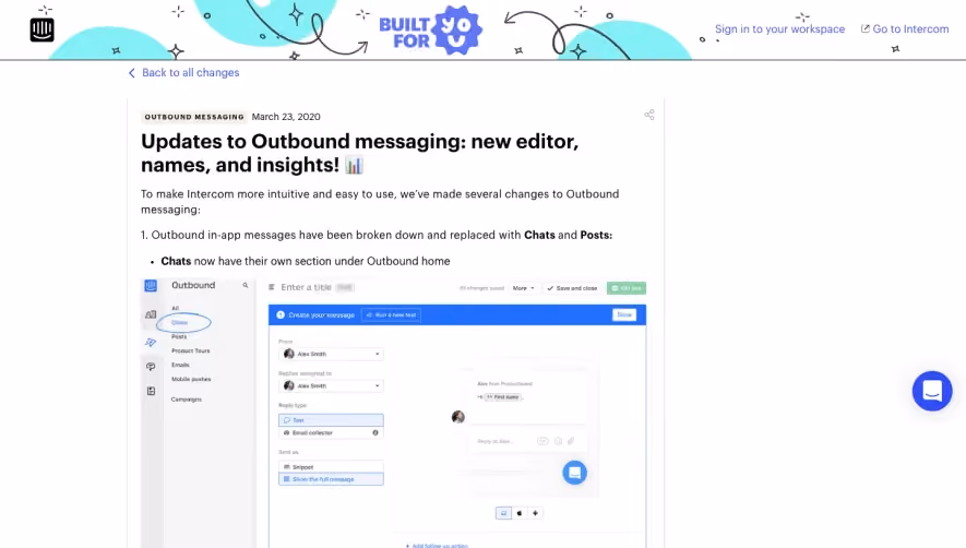 Intercom pdates to Outbound messaging: new editor, names, and insights! 📊