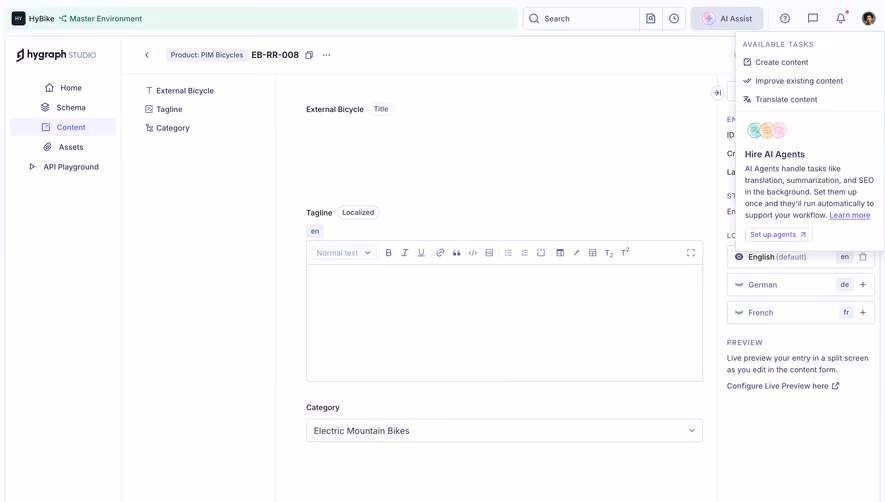 GraphCMS Blank rich text content editor