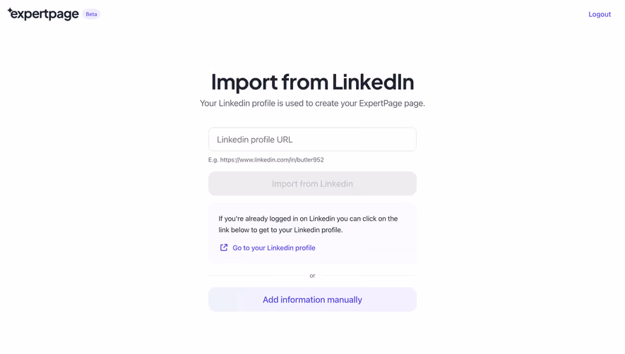Expertpage Import Data
