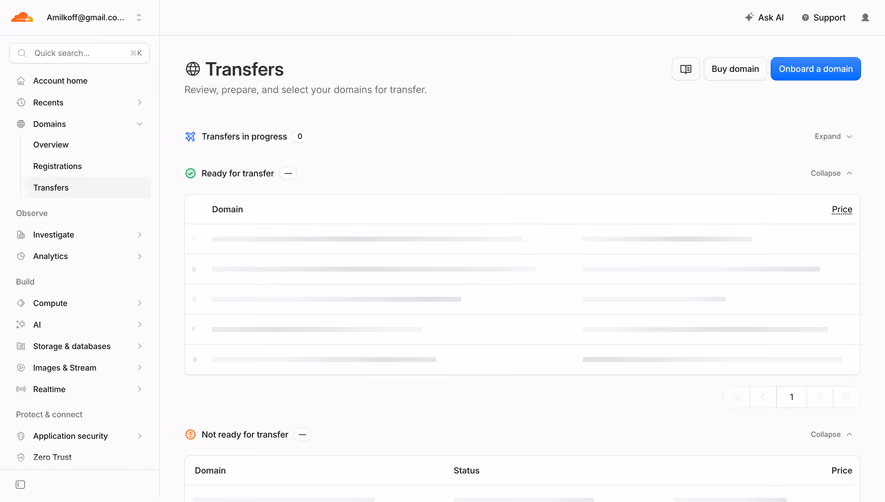 Cloudflare Transfers List