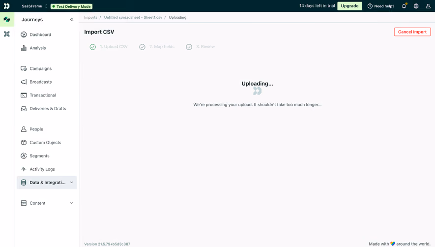 Customer.io Uploading CSV