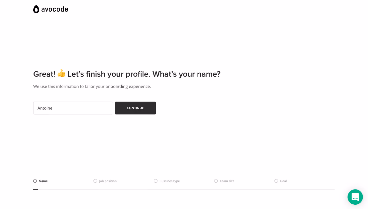 Avocode Sign Up Flow