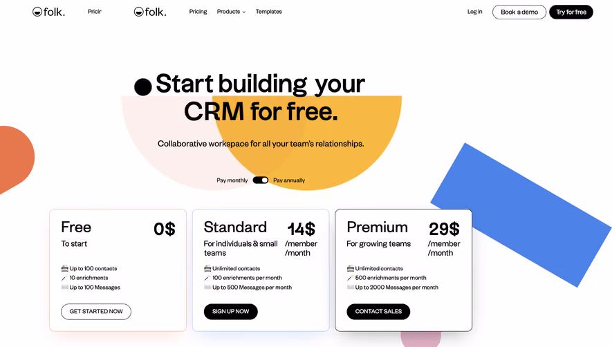 Folk Pricing Page