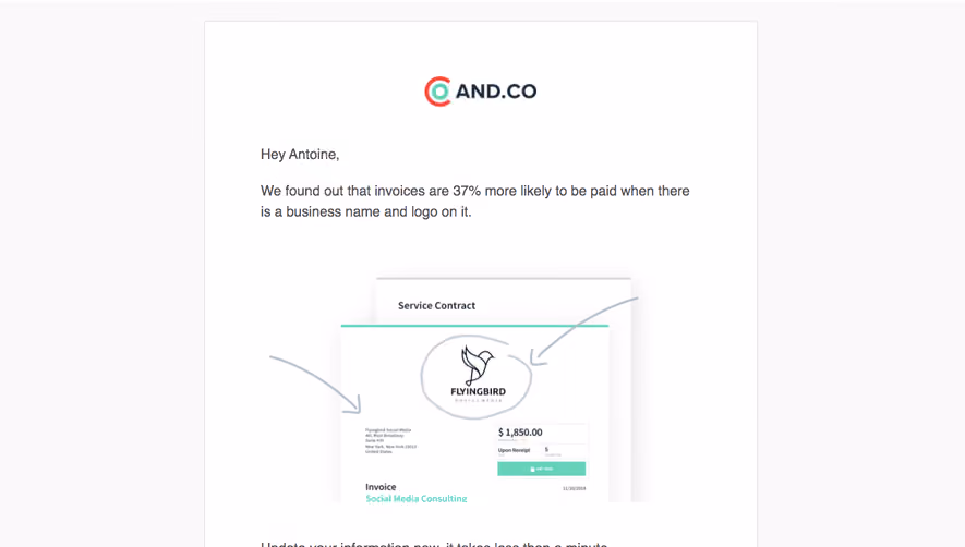AND.CO Onboarding Email Flow