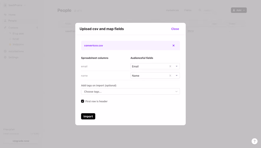 Audienceful Upload CSV File