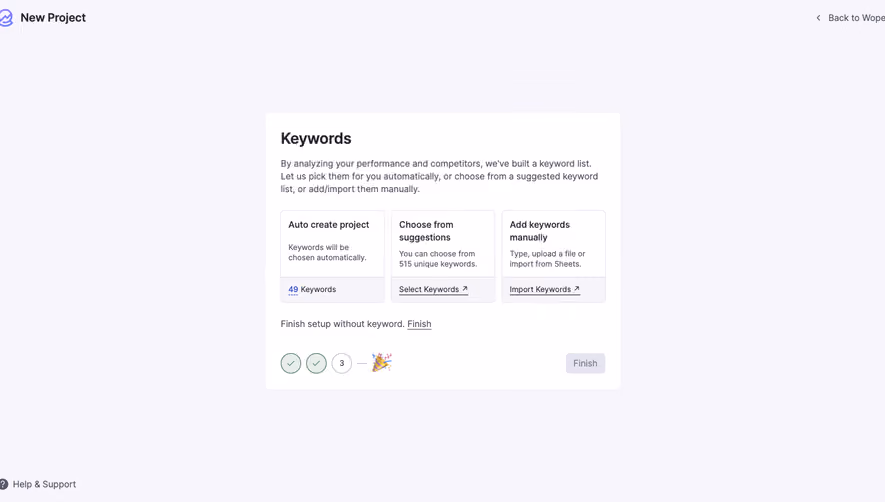 Wope Choose keywords