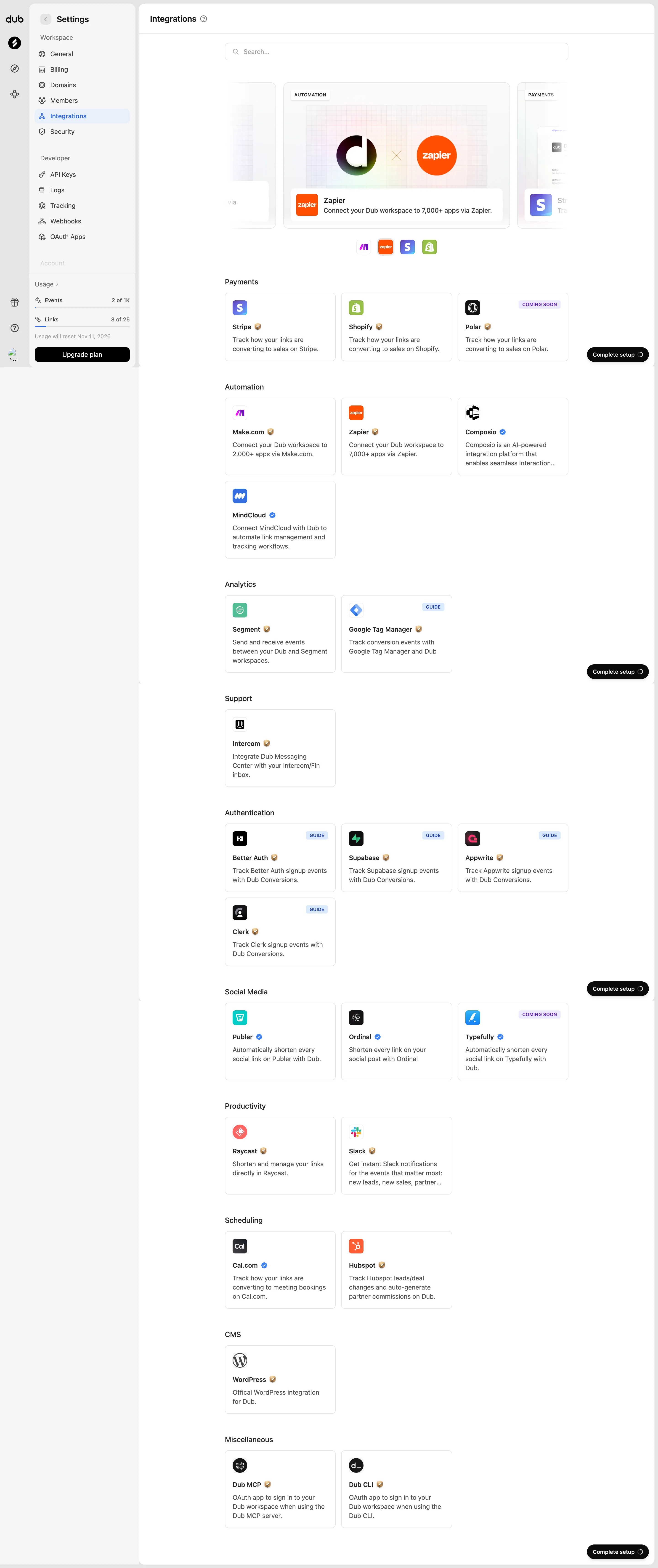 Dub Integrations directory