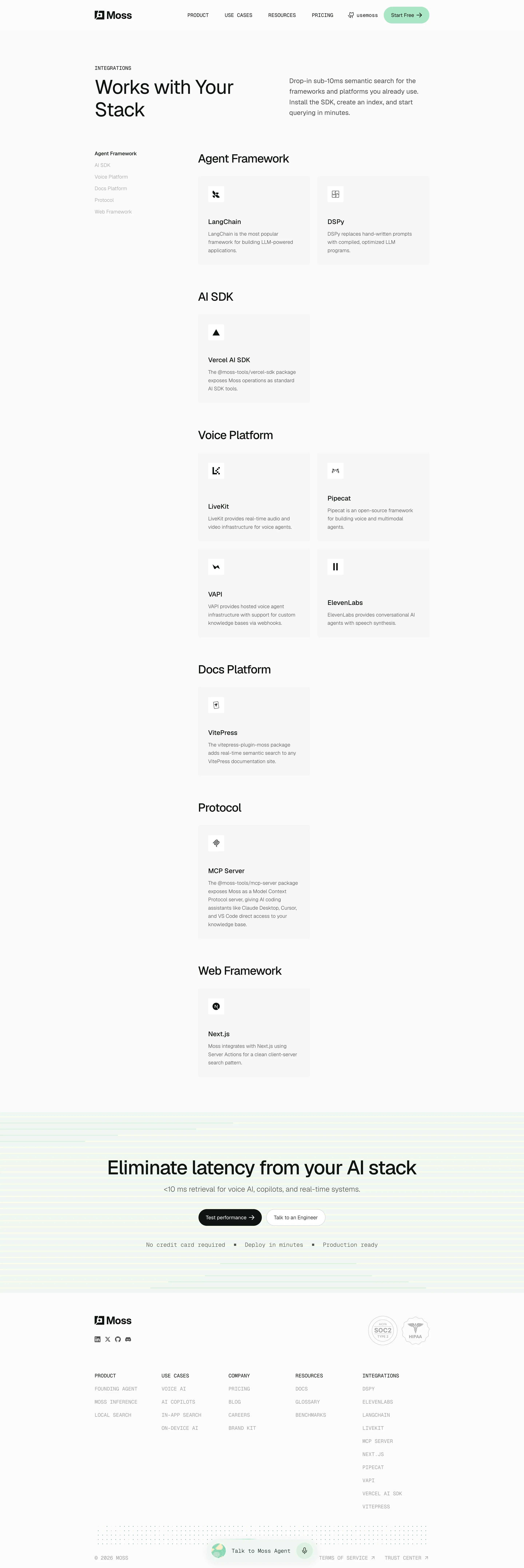 Moss Integrations Library