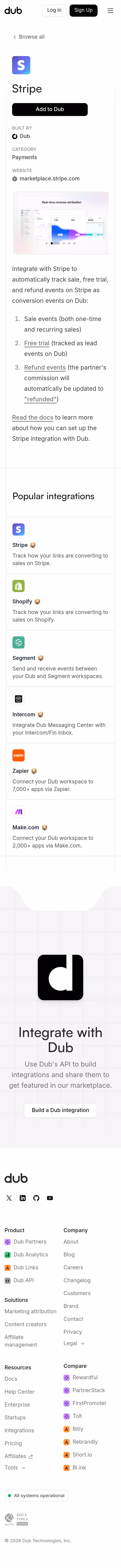 Dub Integrations Page