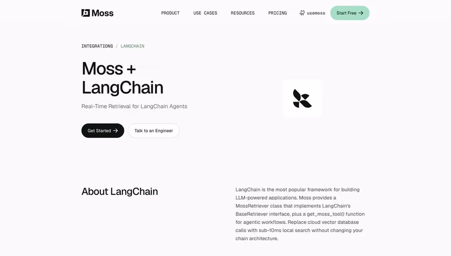Moss Integrations Page