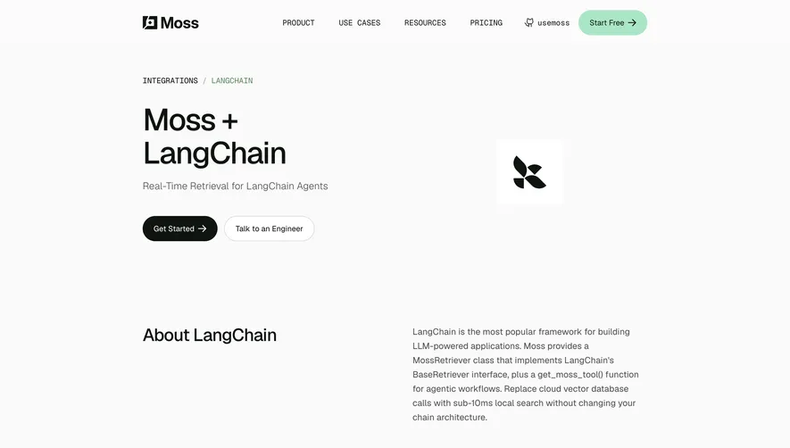 Moss Integrations Page