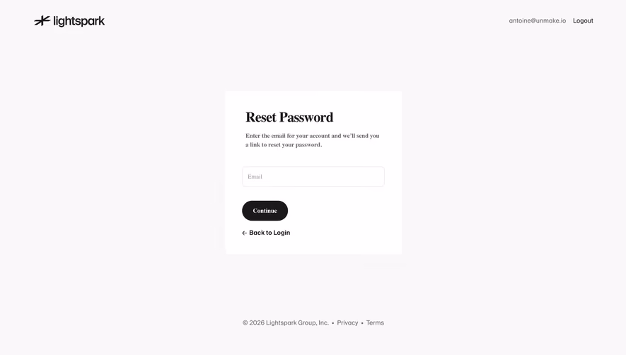 Lightspark Password Reset Request