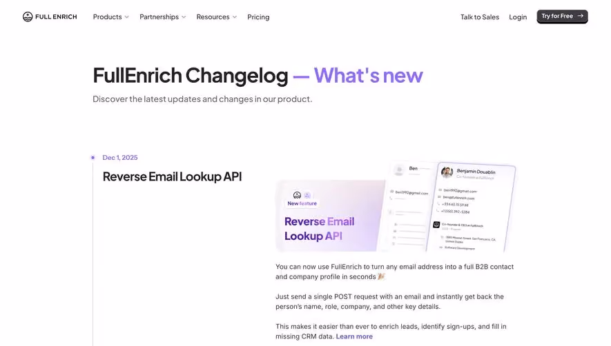 FullEnrich Changelog