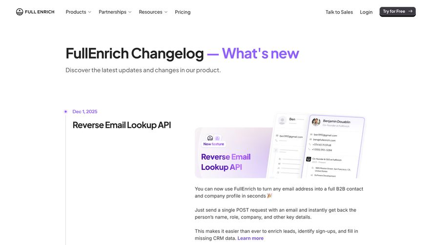 FullEnrich Changelog