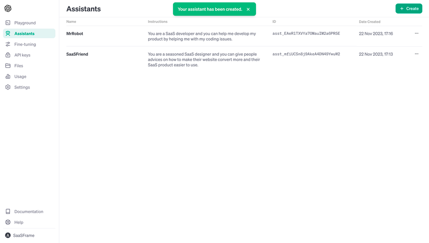 OpenAI New Assistant Created