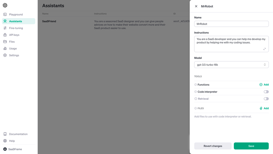 OpenAI Create New Assistant