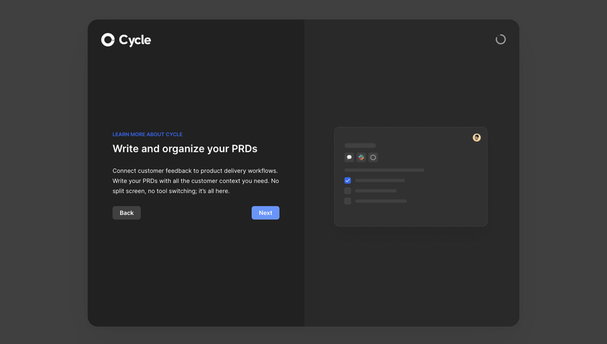 Cycle User Onboarding