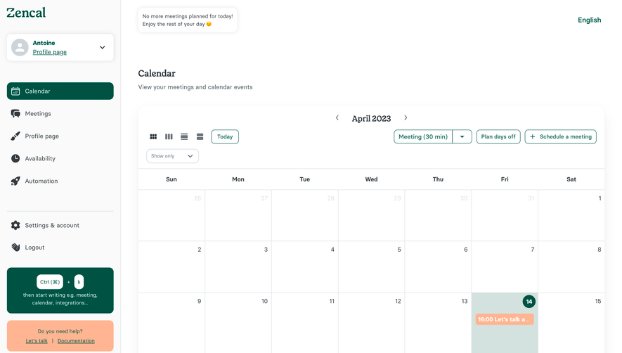 Zencal Calendar Dashboard