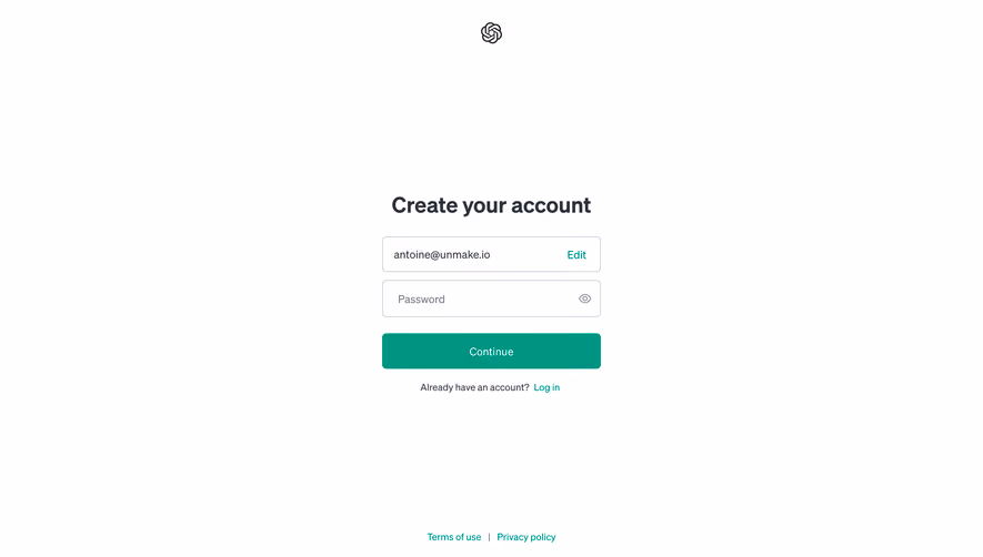 OpenAI Email Signup Page