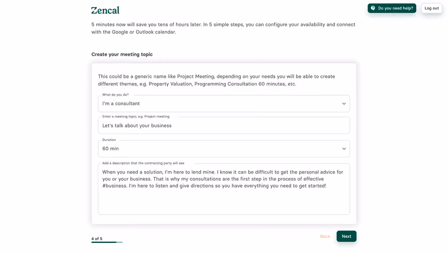Zencal Account Setup