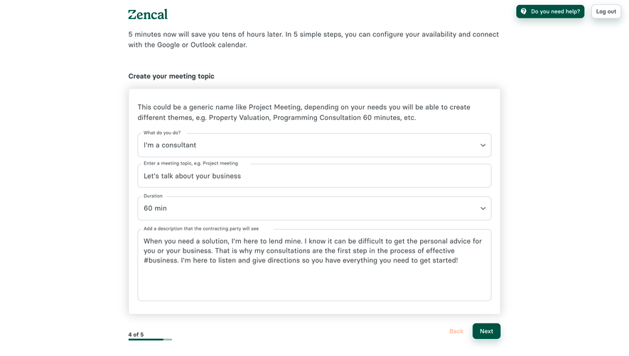 Zencal Account Setup