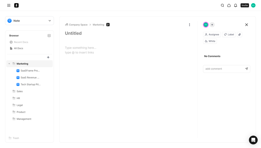 Frame New Note Text Editor