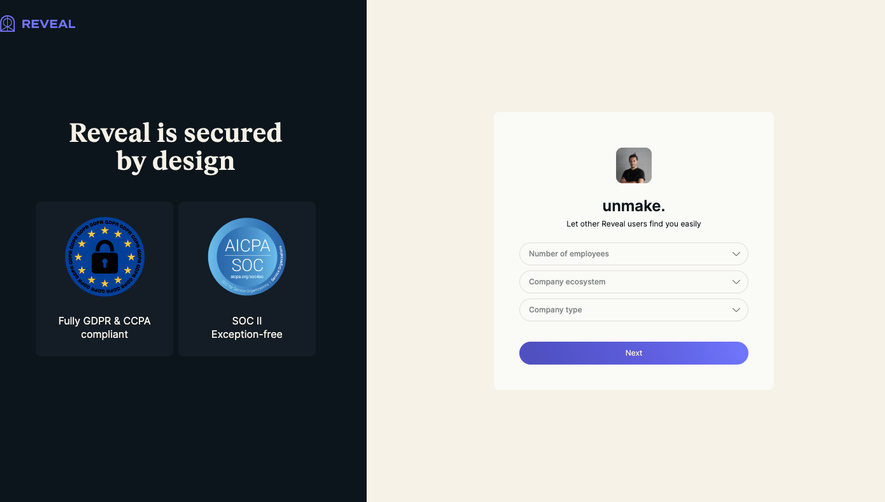 Reveal Create company details