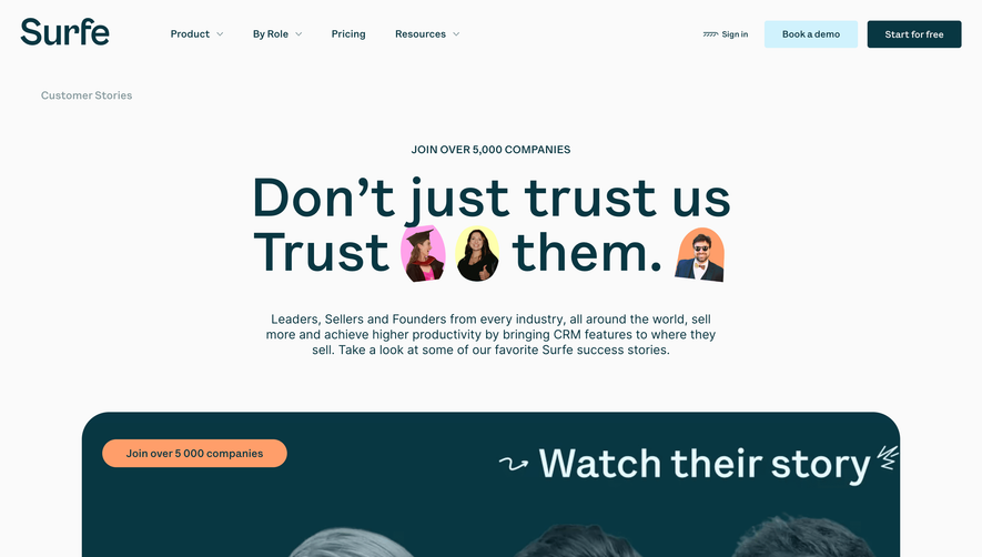Surfe Customers Page