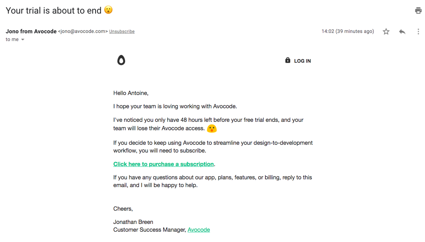 Avocode Free Trial Emails