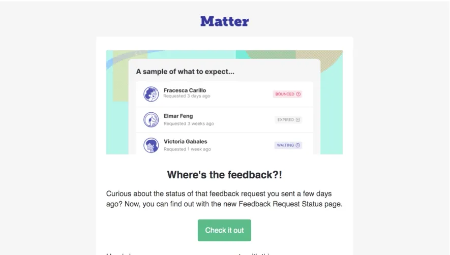 Matter New Features Emails