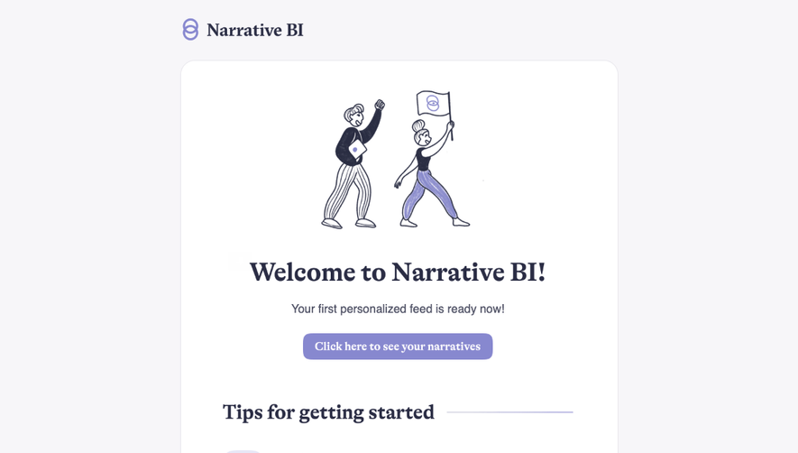 Narrative BI Welcome Email