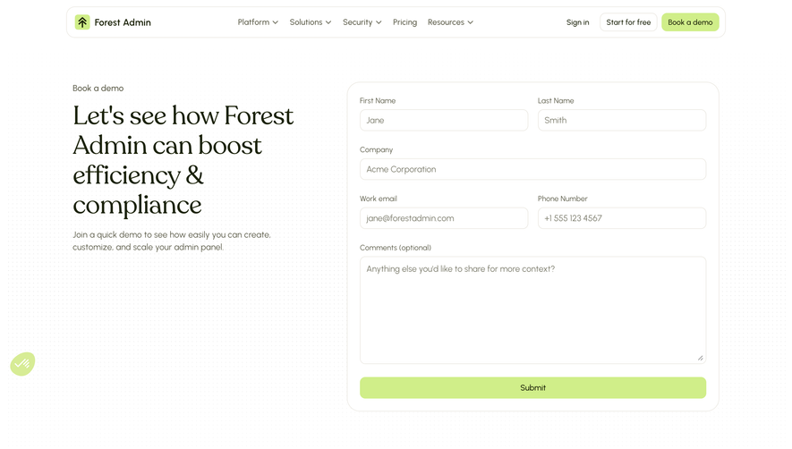 Forest Admin Demo Request