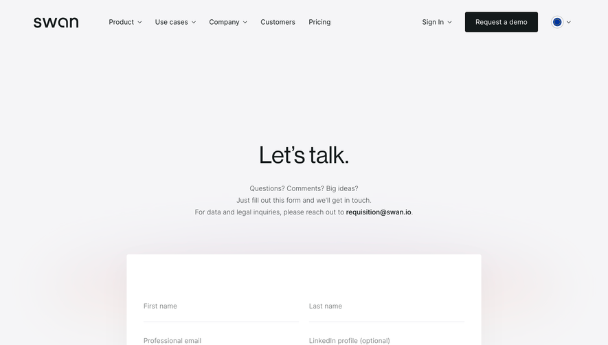 Swan Contact Page