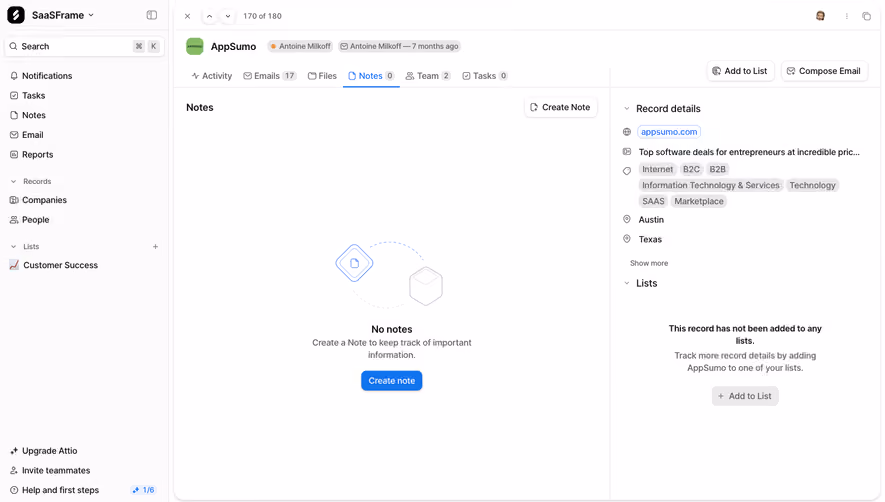 Attio Company Notes