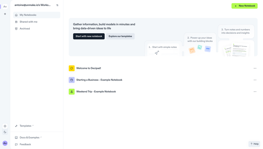 Decipad Dashboard
