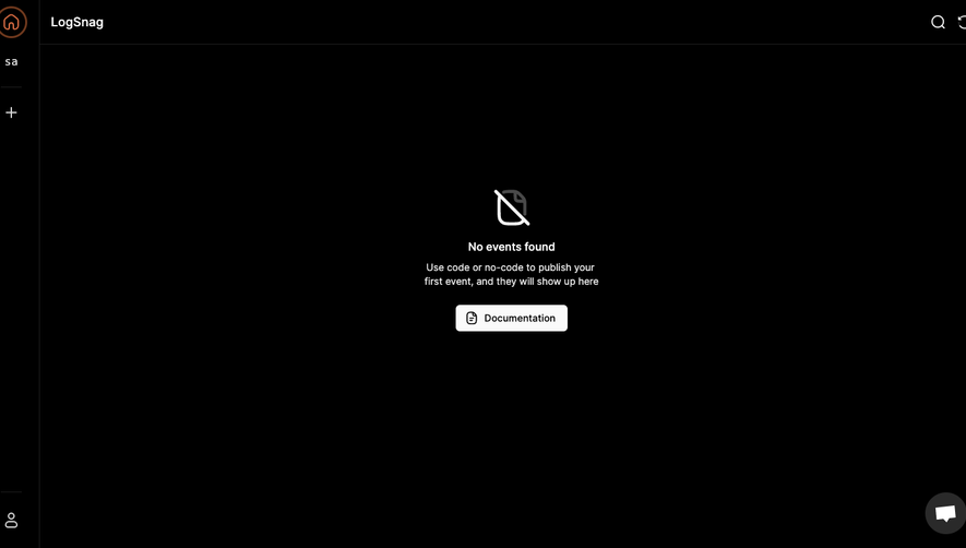 Logsnag Empty state dashboard