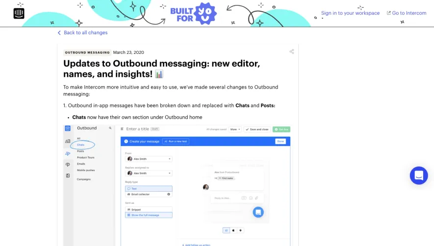 Intercom pdates to Outbound messaging: new editor, names, and insights! 📊