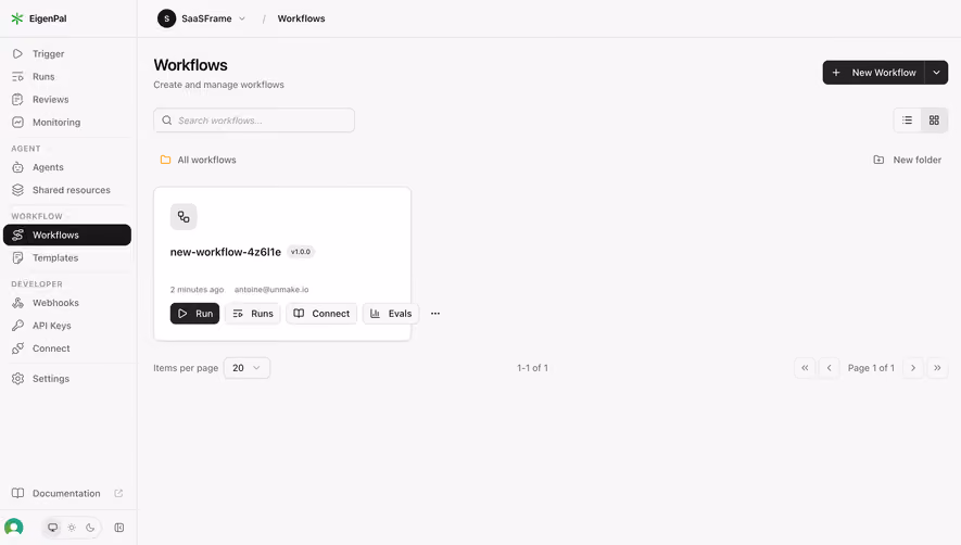 EigenPal Workflows list