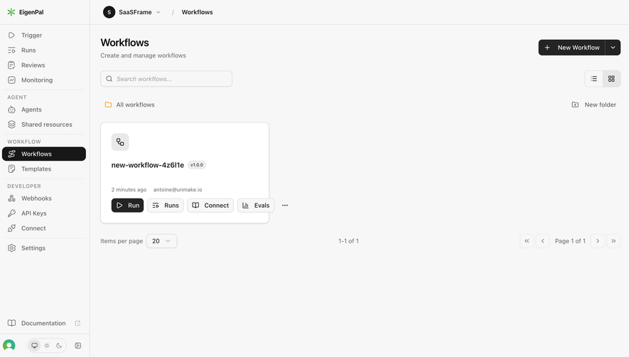EigenPal Workflows list