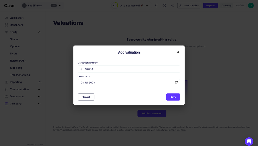 Cake Equity Add A Valuation