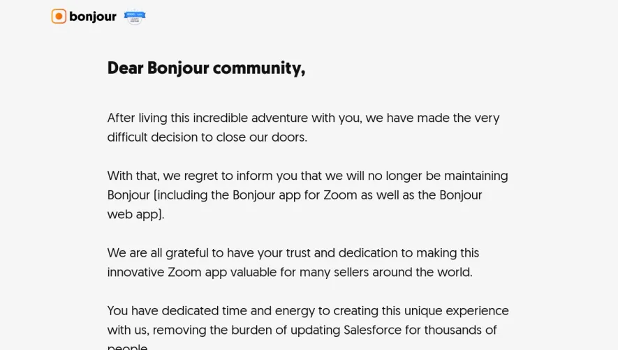 Bonjour Early Access Page