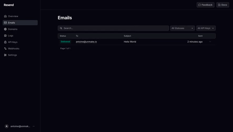 Resend Emails History